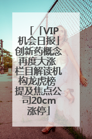 「VIP机会日报」创新药概念再度大涨 栏目解读机构龙虎榜 提及焦点公司20cm涨停