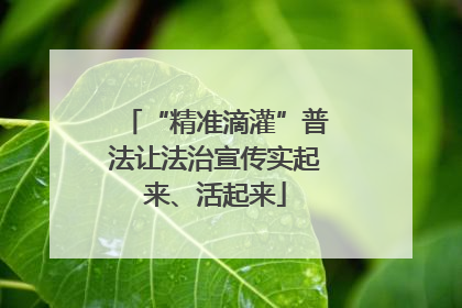 “精准滴灌”普法让法治宣传实起来、活起来