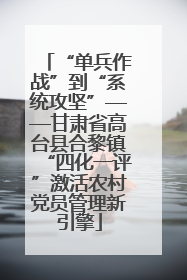 “单兵作战”到“系统攻坚”——甘肃省高台县合黎镇“四化一评”激活农村党员管理新引擎