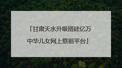 甘肃天水升级搭建亿万中华儿女网上祭祖平台