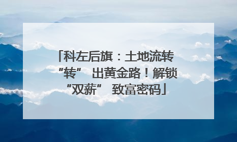 科左后旗：土地流转 “转” 出黄金路！解锁 “双薪” 致富密码