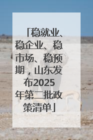 稳就业、稳企业、稳市场、稳预期，山东发布2025年第二批政策清单