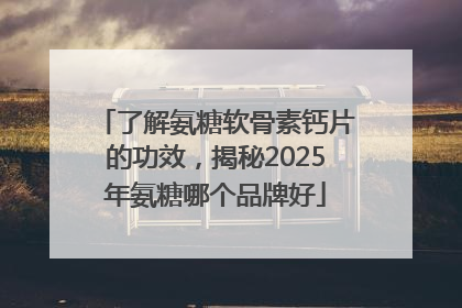 了解氨糖软骨素钙片的功效，揭秘2025年氨糖哪个品牌好