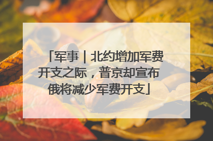 军事｜北约增加军费开支之际，普京却宣布俄将减少军费开支