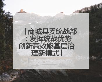 商城县委统战部：发挥统战优势 创新高效能基层治理新模式