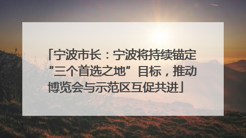 宁波市长：宁波将持续锚定“三个首选之地”目标，推动博览会与示范区互促共进