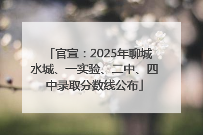 官宣：2025年聊城水城、一实验、二中、四中录取分数线公布