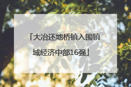 大冶还地桥镇入围镇域经济中部16强