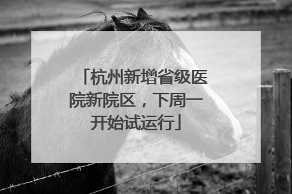 杭州新增省级医院新院区，下周一开始试运行