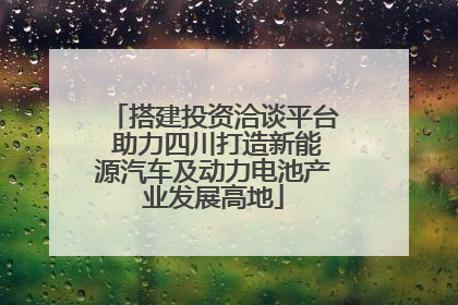 搭建投资洽谈平台 助力四川打造新能源汽车及动力电池产业发展高地