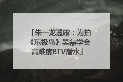朱一龙透露：为拍《东极岛》吴磊学会高难度BTV潜水