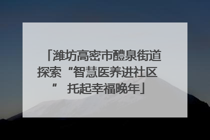 潍坊高密市醴泉街道探索“智慧医养进社区” 托起幸福晚年