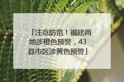 注意防范！福建两地涉橙色预警，43县市区涉黄色预警