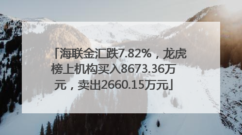 海联金汇跌7.82%，龙虎榜上机构买入8673.36万元，卖出2660.15万元