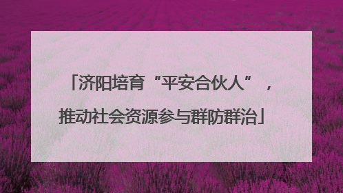 济阳培育“平安合伙人”，推动社会资源参与群防群治