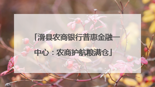 滑县农商银行普惠金融一中心：农商护航粮满仓