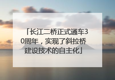 长江二桥正式通车30周年，实现了斜拉桥建设技术的自主化