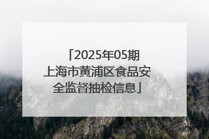 2025年05期上海市黄浦区食品安全监督抽检信息