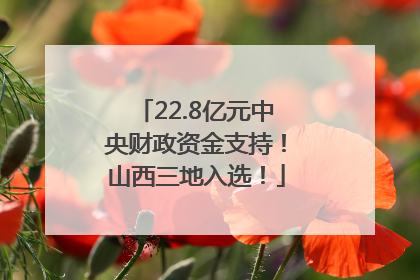 22.8亿元中央财政资金支持！山西三地入选！
